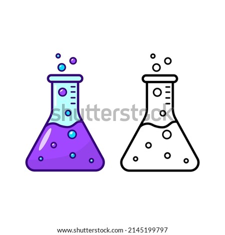 Erlenmeyer flask vector illustration with colorful and black design isolated on white background