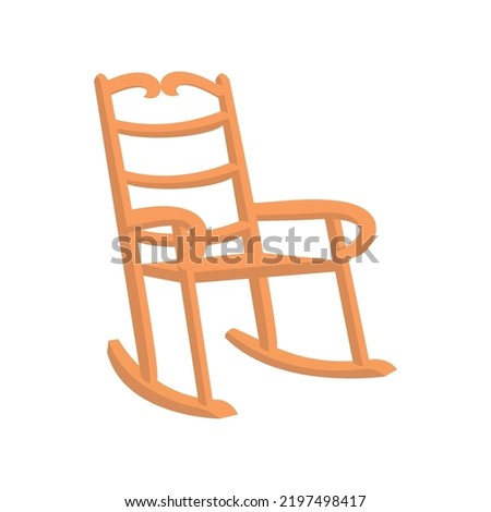 Wooden rocking chair isolated on a white background. Flat vector illustration.