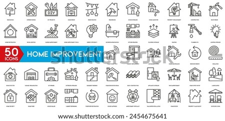 Home Improvement icon. Renovation, Interior Design, DIY Projects, Home Repair, Redecoration, Remodeling, House Upgrades, Home Makeover, Property Enhancement and Construction icon.