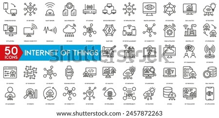 Internet Of Things icon. IoT Solutions, Integration, Sensors, Real time Data, Applications, Architecture, Smart Cities, IoT Deployment, Edge Computing, IoT Communication icon