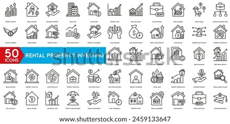 Rental Property Investing icon. Property Profits , Revenue , Investment, Rental Pro , Invest Estate , Property Yield and Rent Asset icon