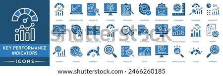 Key Performance Indicators icon. KPI Metrics, Performance Tracker, Data Analytics, KPI Dashboard, Evaluation, Goal Progress, Performance Analysis, Measurement, Benchmark, Business Metric icon