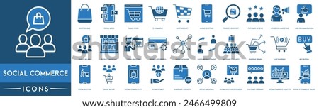 Social Commerce icon. Shopping Bag, Social Media, Online Store, E-commerce, Shopping Cart ,Mobile Shopping, Product Discovery, Customer Reviews, Influencer Marketing, User Recommendations