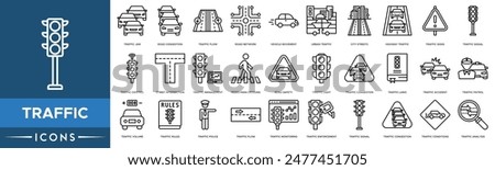 Traffic icon. Traffic Jam, Road Congestion, Traffic Flow, Road Network, Vehicle Movement, Urban, City Streets, Highway  and Traffic Signs