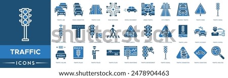 Traffic icon. Traffic Jam, Road Congestion, Traffic Flow, Road Network, Vehicle Movement, Urban, City Streets, Highway and Traffic Signs