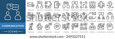 Communication icon. Message Sending, Verbal Exchange, Written Communication, Digital Messaging, Effective Dialogue, Clear Communication, Interpersonal Connection and Open Discussion