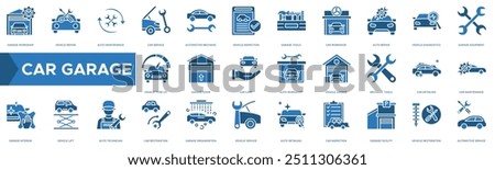 Car Garage icon. Garage Workshop, Vehicle Repair, Auto Maintenance, Car Service and Automotive Mechanic