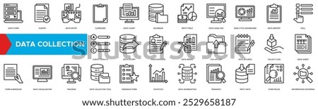 Data collection icon. Data Form, Survey, Data Entry, Clipboard, Data Chart