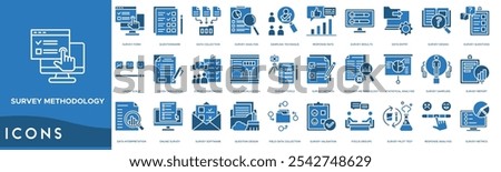 Survey methodology icon. Survey Form, Questionnaire, Data Collection, Survey Analysis and Sampling Technique