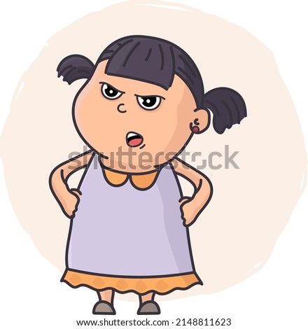 Cute little girl little girl tantrum and scream very loud vector illustration