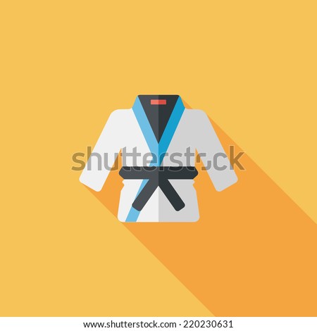 Karate suit flat icon with long shadow,eps10