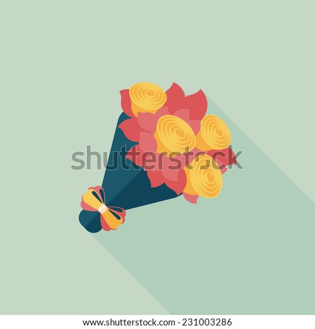 Valentine\'s Day flower flat icon with long shadow,eps10