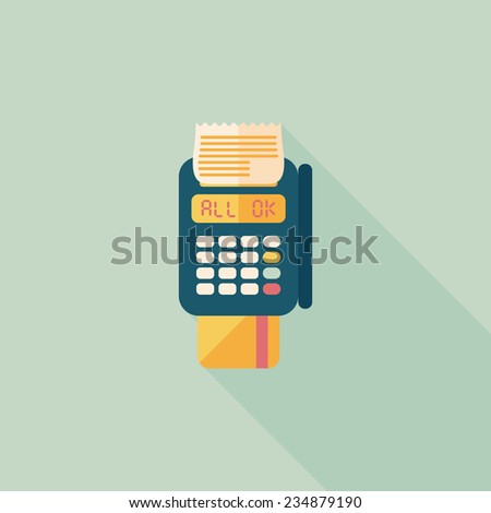 Shopping credit card machine flat icon with long shadow,eps10