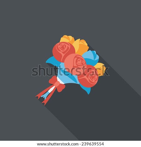 wedding flower bouquet flat icon with long shadow,eps10