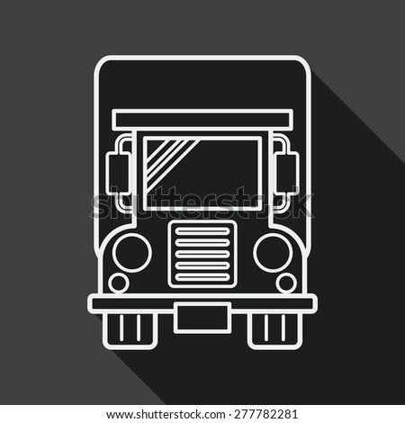 Transportation truck flat icon with long shadow, line icon