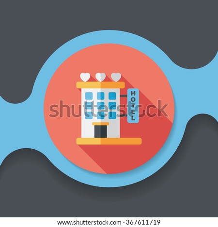 Valentine's day hotel flat icon with long shadow,eps10