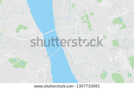 Liverpool, UK, classic colors, printable map, designed as a high quality background for high contrast icons and information in the foreground.