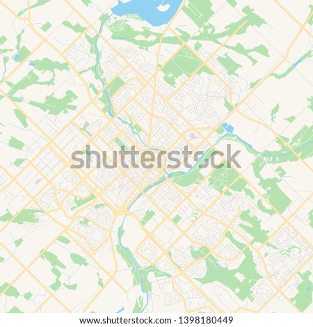 Empty vector map of Guelph, Ontario, Canada, printable road map created in classic web colors for infographic backgrounds.
