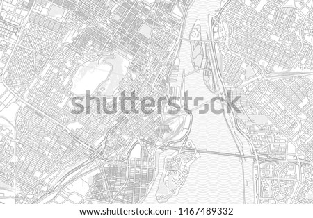 Montreal, Quebec, Canada, bright outlined vector map with bigger and minor roads and steets created for infographic backgrounds.