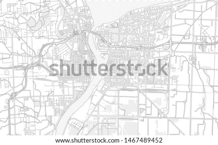 Sarnia, Ontario, Canada, bright outlined vector map with bigger and minor roads and steets created for infographic backgrounds.