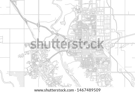 Lethbridge, Alberta, Canada, bright outlined vector map with bigger and minor roads and steets created for infographic backgrounds.