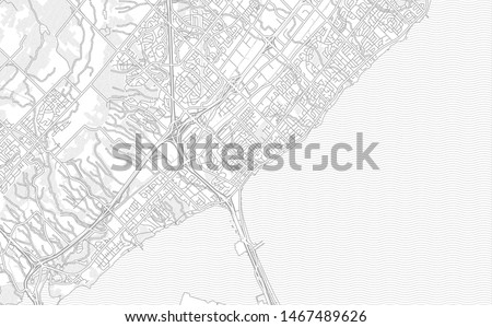 Burlington, Ontario, Canada, bright outlined vector map with bigger and minor roads and steets created for infographic backgrounds.