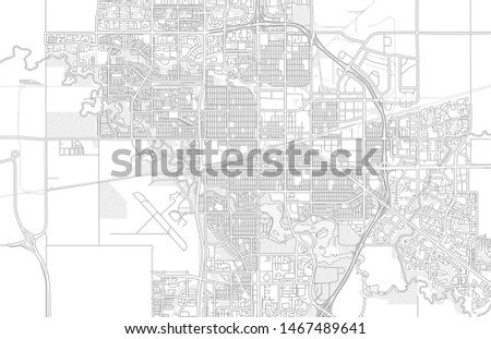 Regina, Saskatchewan, Canada, bright outlined vector map with bigger and minor roads and steets created for infographic backgrounds.