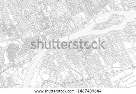 Windsor, Ontario, Canada, bright outlined vector map with bigger and minor roads and steets created for infographic backgrounds.