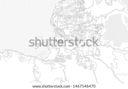 Kingston, Saint James, Jamaica, bright outlined vector map with bigger and minor roads and streets created for infographic backgrounds.