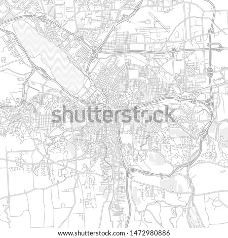 Syracuse, New York, USA, bright outlined vector map with bigger and minor roads and steets created for infographic backgrounds.