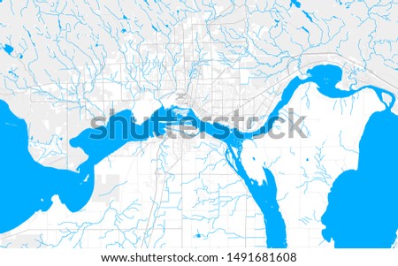Rich detailed vector area map of Sault Ste. Marie, Ontario, Canada. Map template for home decor.