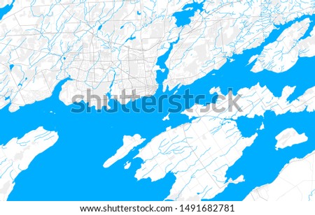 Rich detailed vector area map of Kingston, Ontario, Canada. Map template for home decor.