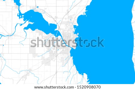 Rich detailed vector area map of Oshkosh, Wisconsin, USA. Map template for home decor.