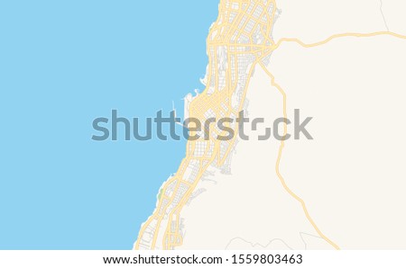 Printable street map of  Antofagasta, Chile. Map template for business use.