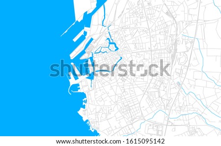 Bright vector map of Livorno, Italy with fine tuning between road and water. Use this map as a background for your company or as a high-quality interior design.