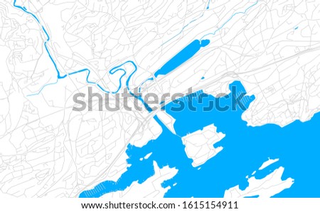 Bright vector map of Sandvika, Norway with fine tuning between road and water. Use this map as a background for your company or as a high-quality interior design.