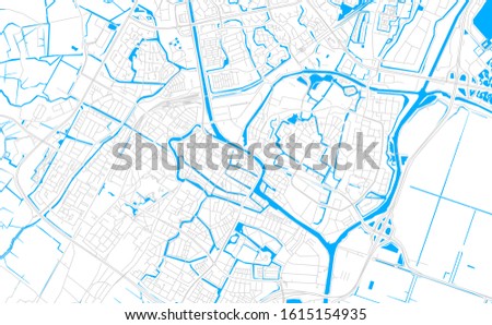 Bright vector map of  Alkmaar, Netherlands with fine tuning between road and water. Use this map as a background for your company or as a high-quality interior design.