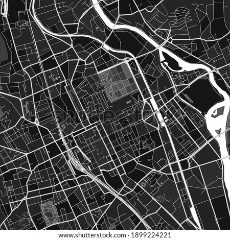 Dark vector art map of Nancy, Meurthe-et-Moselle, France with fine grays for urban and rural areas. The different shades of gray in the Nancy  map do not follow any particular pattern.