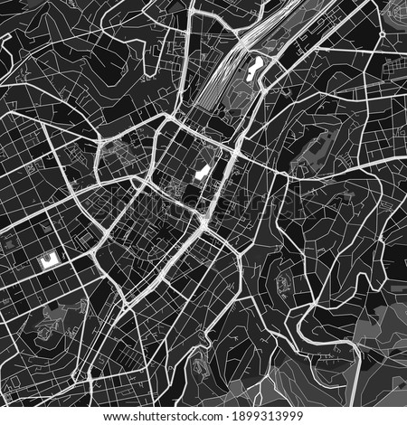 Dark vector art map of Stuttgart, Baden-Wuerttemberg, Germany with fine grays for urban and rural areas. The different shades of gray in the Stuttgart  map do not follow any particular pattern.