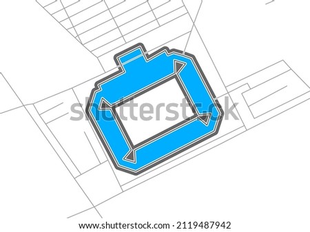 Mainz, Football Stadium, outline vector map. The bundesliga statium map was drawn with white areas and lines for main roads, side roads.