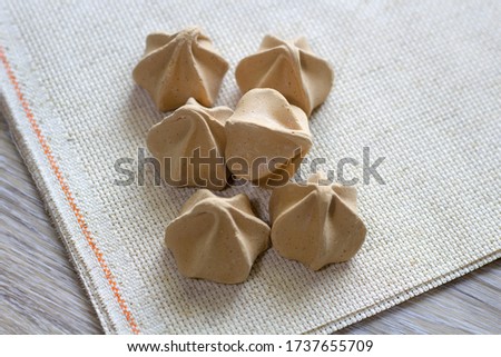 Chocolate meringues cookie dessert on the table close up  Foto d'archivio © 