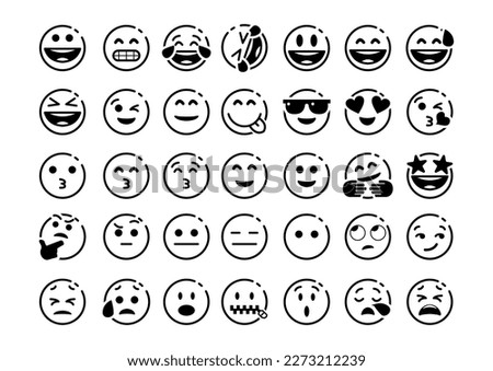 Lineart android emoji pack vector illustration hand drawn