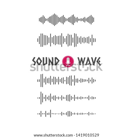 Set of Soundwave line art vector icon design template. Sound / audio wave for music, app, or website.