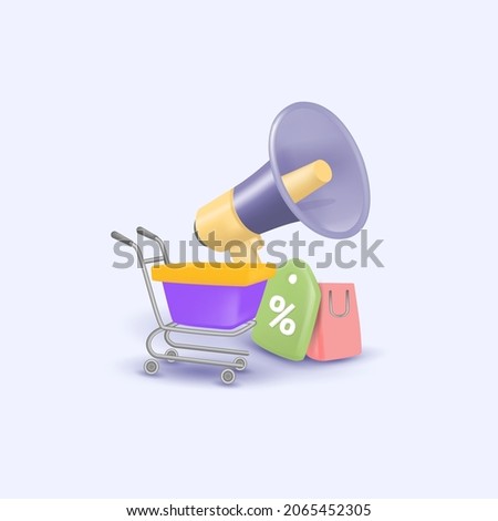 3d vector of sale promotions, marketing concept with some shopping related elements