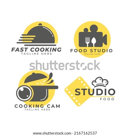 Food studio and delivery icon logo concept for restaurant or cafe template