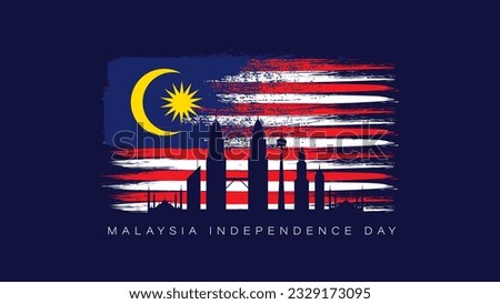 Malaysia independence day background with grunge distressed flag vector illustration 