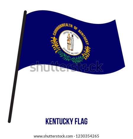 Kentucky (U.S. State) Flag Waving Vector Illustration on White Background. Flag of the United States of America.