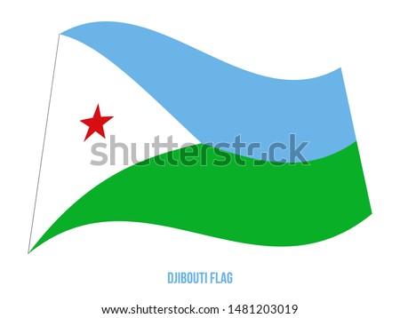 Djibouti Flag Waving Vector Illustration on White Background. Djibouti National Flag.