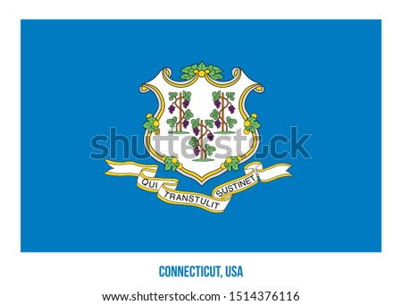 Connecticut (USA State) Flag Vector Illustration on White Background. Flag of the United States of America.