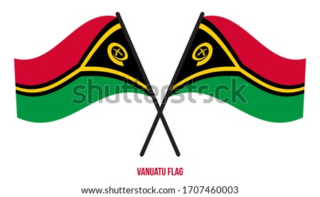 Vanuatu Flag Waving Vector Illustration on White Background. Vanuatu National Flag.